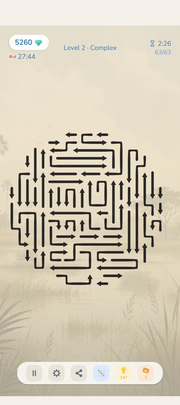 Speed Run mode gameplay with classic black arrows against a countdown